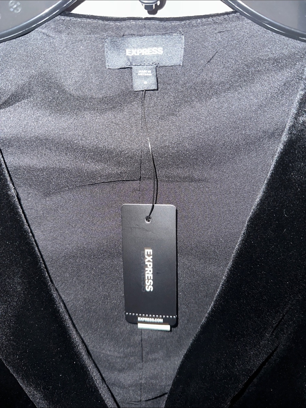 Express Black Velvet Tie-Front Vest - Picture 2 of 6